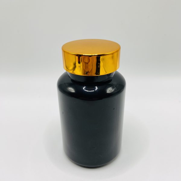 150ml – Black Glossy Bottle with Metallic Gold Cap