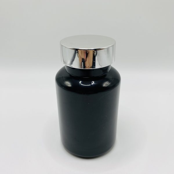 150ml – Black Glossy Bottle with Metallic Silver Cap