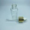 Transparent Cylinder Glass Gold Lid Dropper