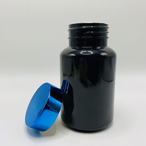 150ml - Black Glossy Bottle with Metallic Blue Cap - Image 4