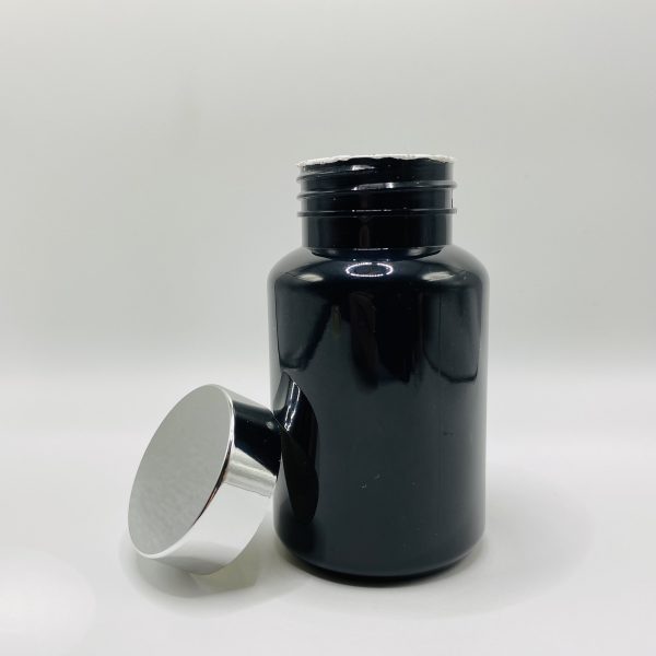 150ml - Black Glossy Bottle with Metallic Silver Cap - Image 4