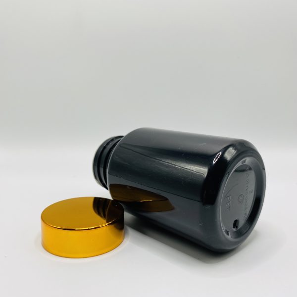 150ml - Black Glossy Bottle with Metallic Gold Cap - Image 5