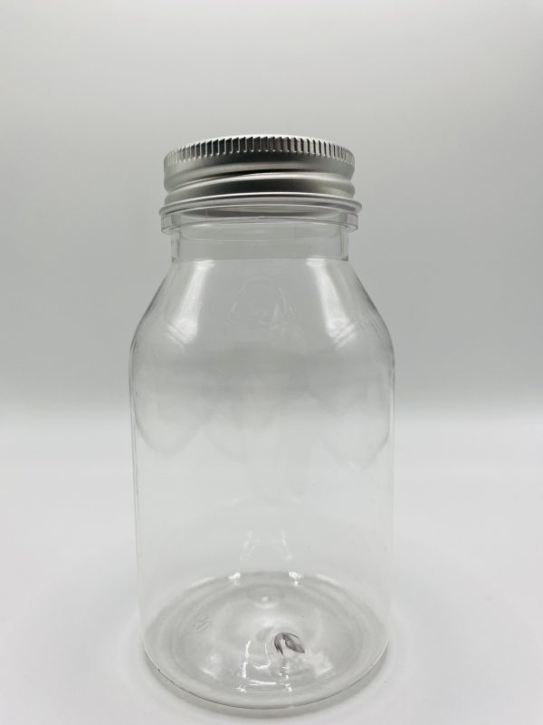 250ml - Transparent PET Bottle with Silver Aluminum Cap