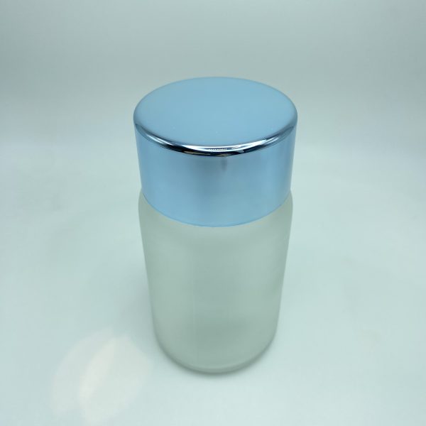 120ml - Frosted Glass MET Bottle with Light Blue Cap