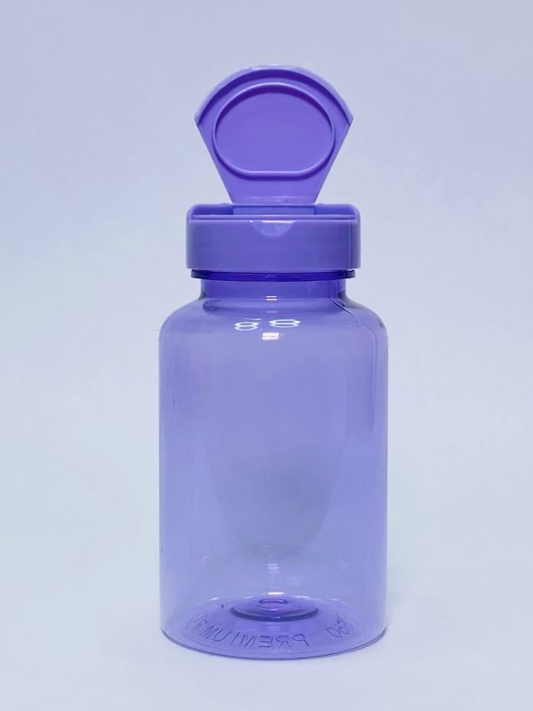 150ml - Transparent Purple Flip Cap Bottle - Image 2