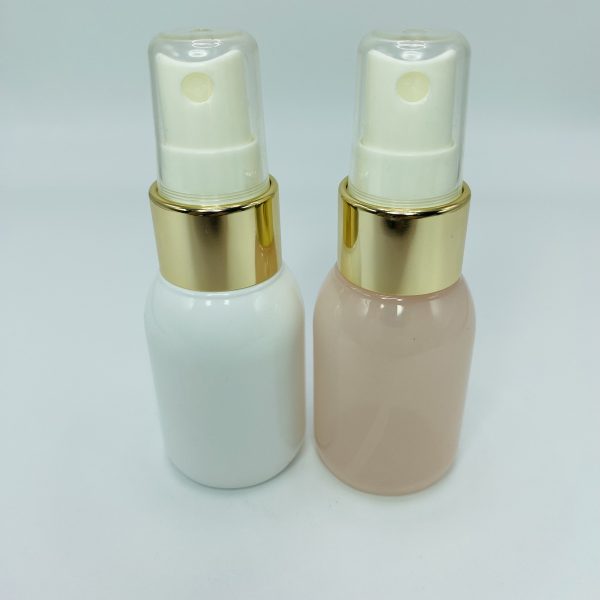 30ml – Wide Opaque Pink & White – Gold Lid Spray Bottle