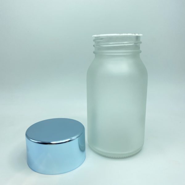 120ml - Frosted Glass MET Bottle with Light Blue Cap - Image 2