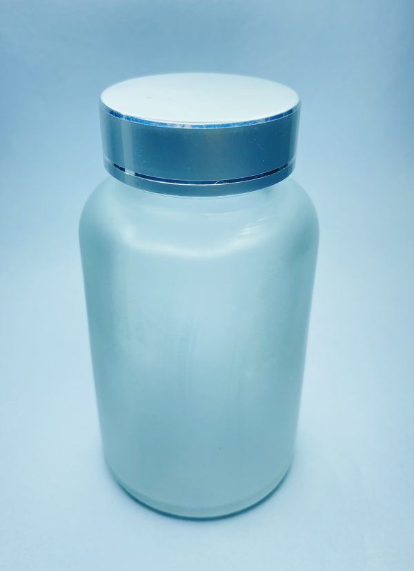 120ml - Frosted Glass Clear Bottle with Metallic Silver Cap - Image 2