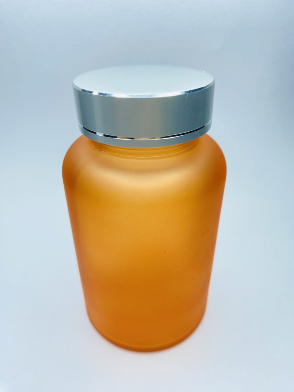 120ml - Frosted Glass Orange Bottle with Metallic Silver Cap - Image 2