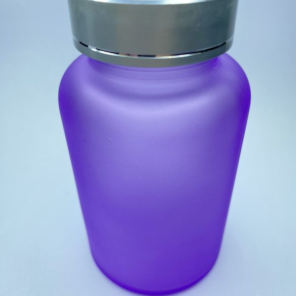 120ml – Frosted Glass Purple Bottle with Metallic Silver Cap