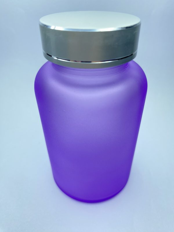 120ml - Frosted Glass Purple Bottle with Metallic Silver Cap - Image 2