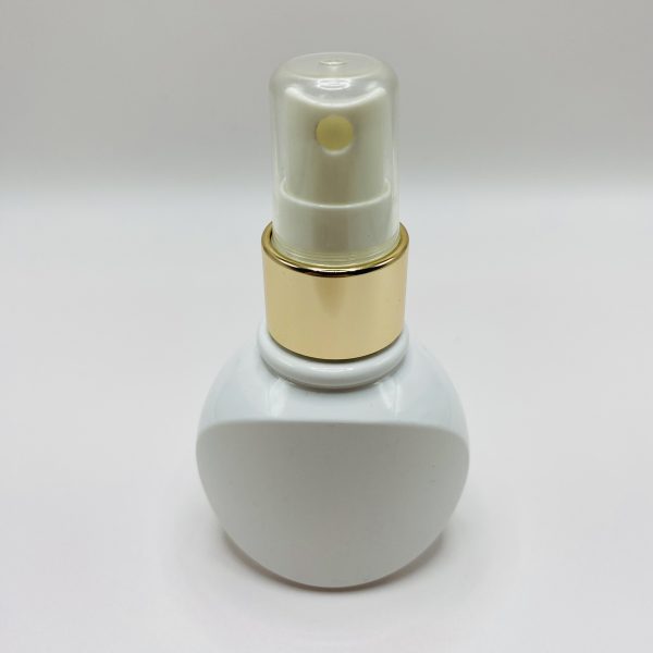 50ml - Wide Opaque White with Gold Lid Sprayer - Image 2