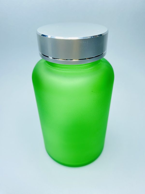 120ml - Frosted Glass Green Bottle with Metallic Silver Cap - Image 2