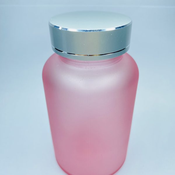 120ml – Frosted Glass Pink Bottle with Metallic Silver Cap