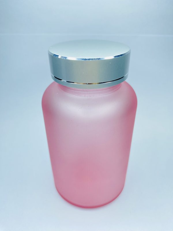 120ml - Frosted Glass Pink Bottle with Metallic Silver Cap - Image 2