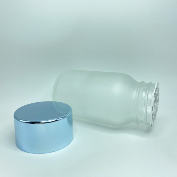 120ml - Frosted Glass MET Bottle with Light Blue Cap - Image 3