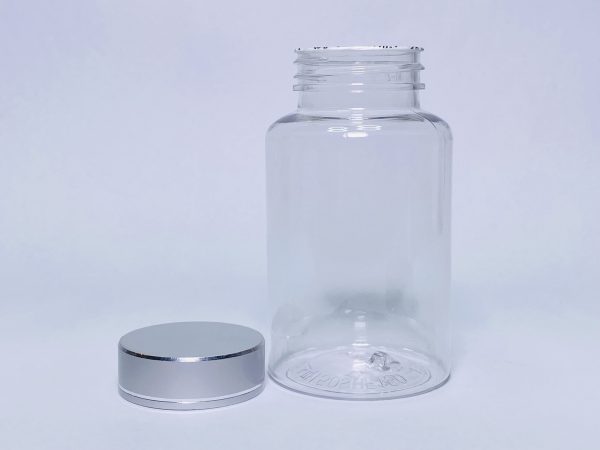 150ml - Transparent Bottle with Silver Linear Cap - Image 2