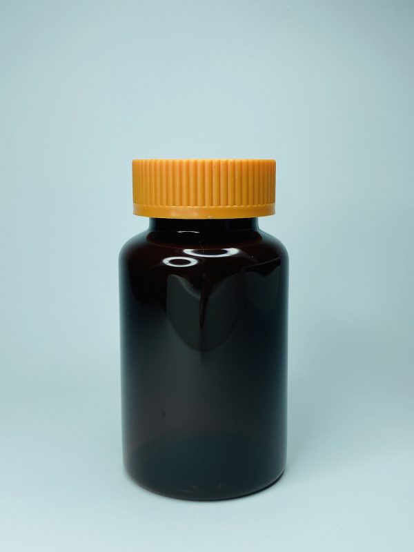 150ml - Dark Brown Amber Bottle with Orange Push & Turn Cap