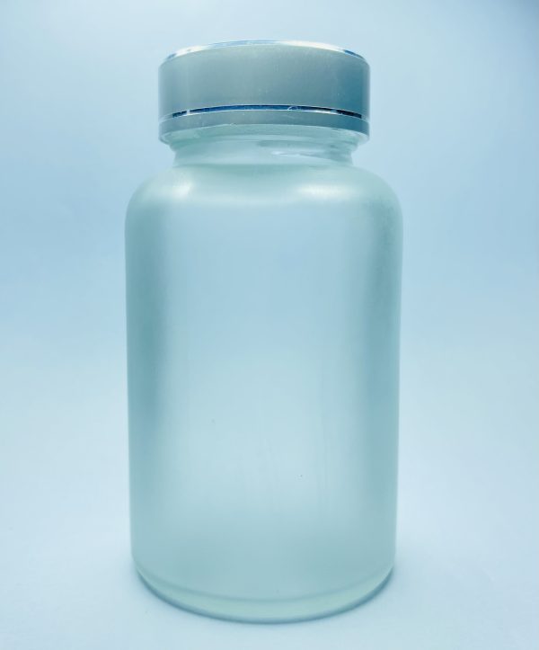 120ml - Frosted Glass Clear Bottle with Metallic Silver Cap