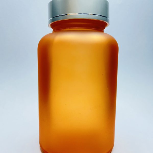 120ml – Frosted Glass Orange Bottle with Metallic Silver Cap