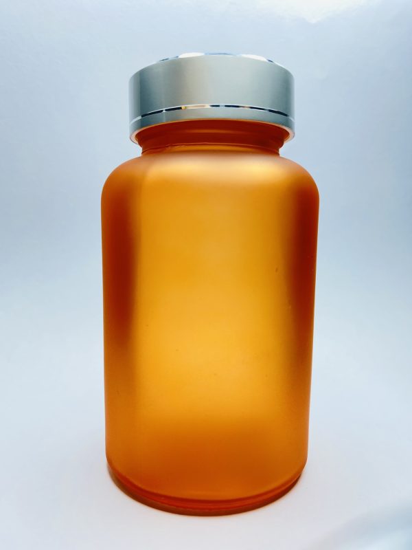 120ml - Frosted Glass Orange Bottle with Metallic Silver Cap