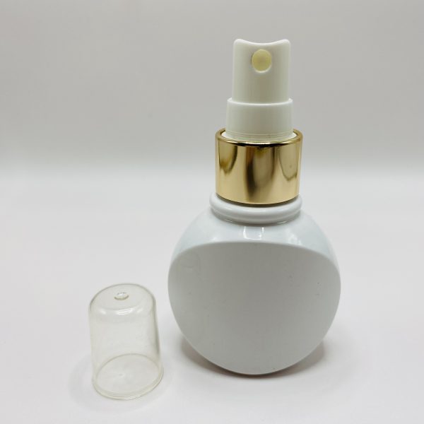 50ml - Wide Opaque White with Gold Lid Sprayer - Image 3