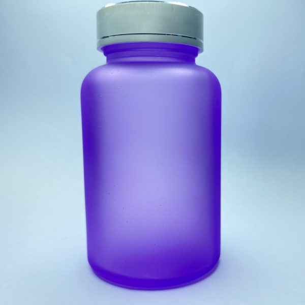 120ml – Frosted Glass Purple Bottle with Metallic Silver Cap