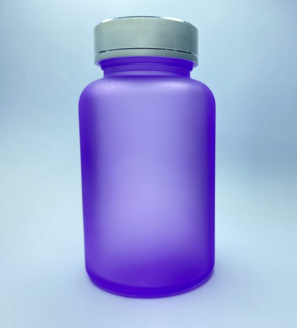 120ml - Frosted Glass Purple Bottle with Metallic Silver Cap