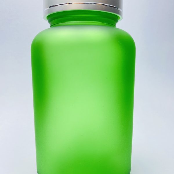 120ml – Frosted Glass Green Bottle with Metallic Silver Cap