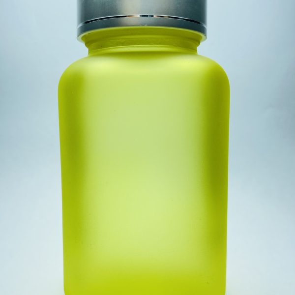 120ml – Frosted Glass Yellow Bottle with Metallic Silver Cap