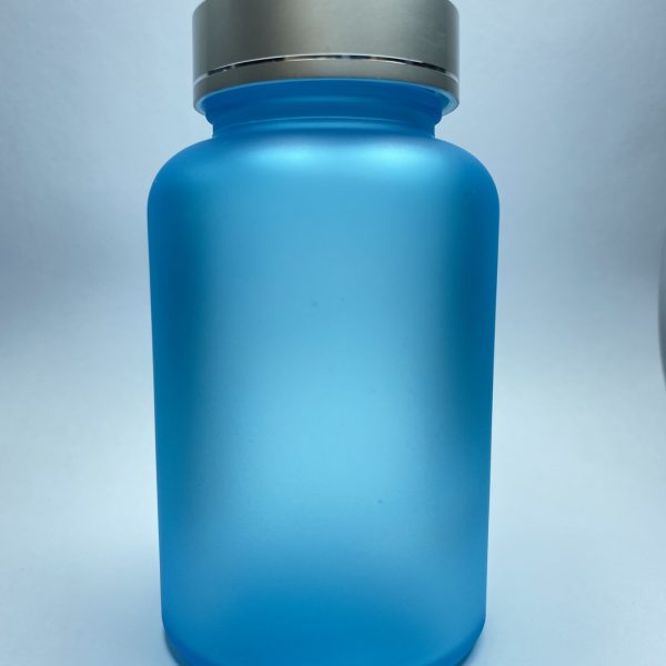 120ml – Frosted Glass Blue Bottle with Metallic Silver Cap