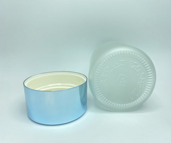 120ml - Frosted Glass MET Bottle with Light Blue Cap - Image 4