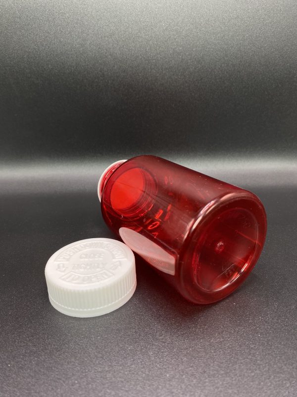 250ml - Transparent Red Bottle with Push & Turn Cap - Image 4