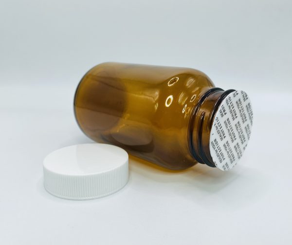 120ml - Light Amber Glass with White Screw Cap - Image 3