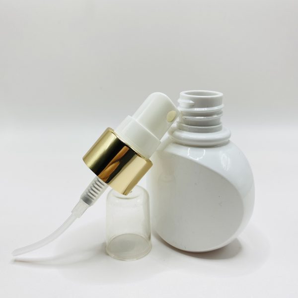 50ml - Wide Opaque White with Gold Lid Sprayer - Image 4