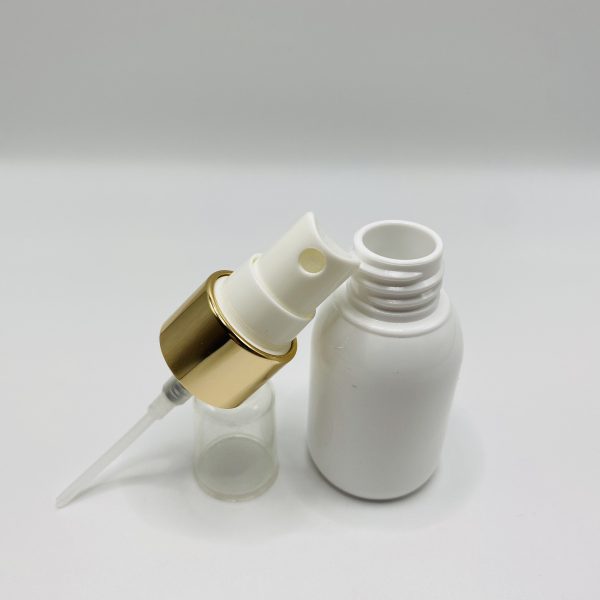 30ml - Wide Opaque Pink & White - Gold Lid Spray Bottle - Image 5