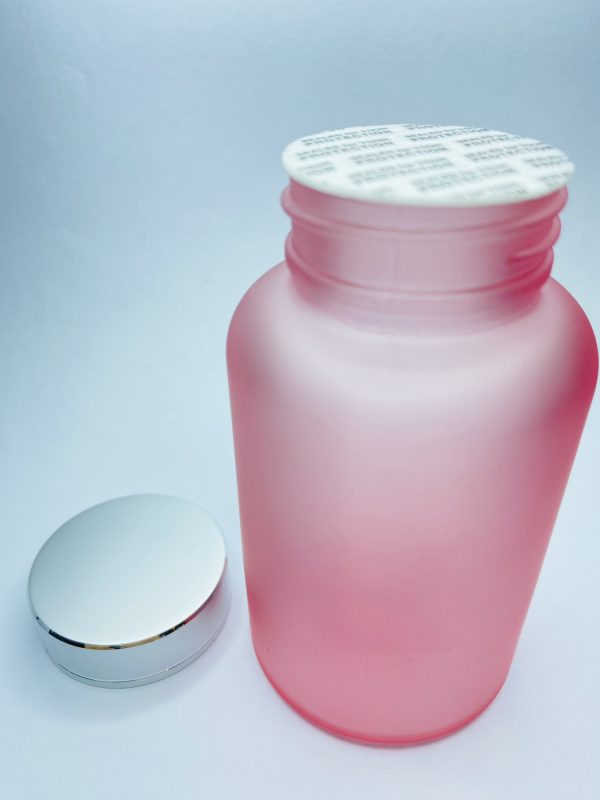 120ml - Frosted Glass Pink Bottle with Metallic Silver Cap - Image 3