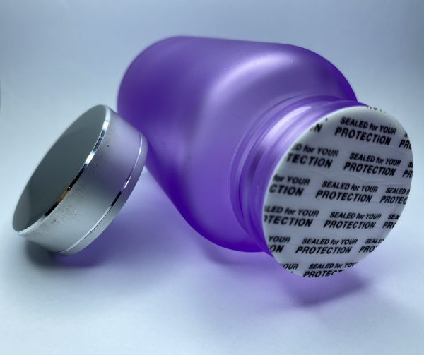 120ml - Frosted Glass Purple Bottle with Metallic Silver Cap - Image 4