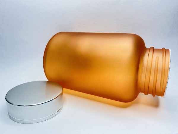 120ml - Frosted Glass Orange Bottle with Metallic Silver Cap - Image 5