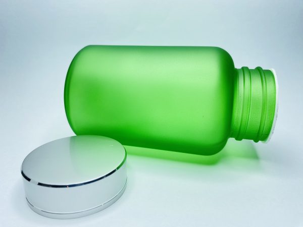 120ml - Frosted Glass Green Bottle with Metallic Silver Cap - Image 5