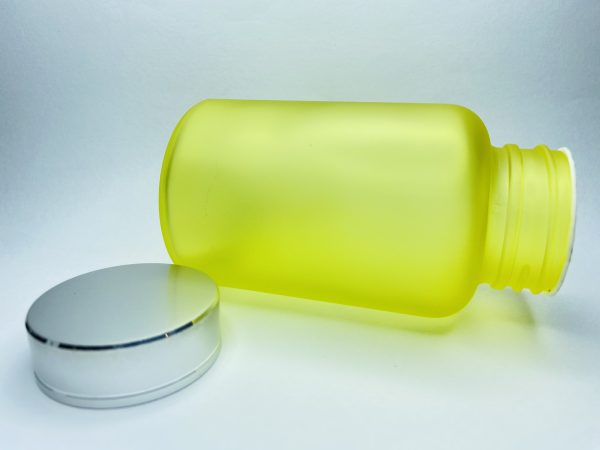 120ml - Frosted Glass Yellow Bottle with Metallic Silver Cap - Image 5