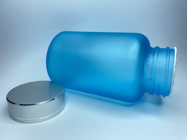 120ml - Frosted Glass Blue Bottle with Metallic Silver Cap - Image 5