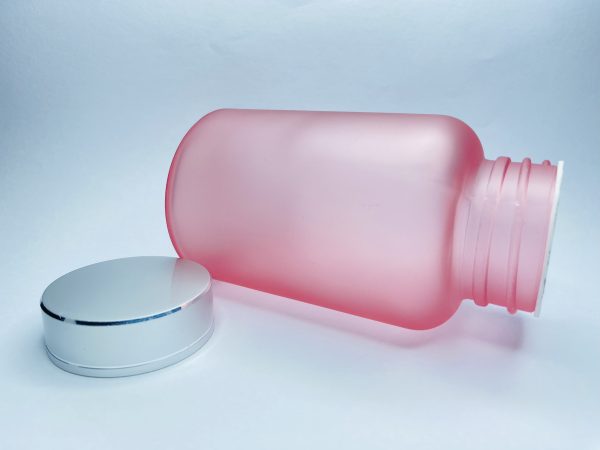 120ml - Frosted Glass Pink Bottle with Metallic Silver Cap - Image 5